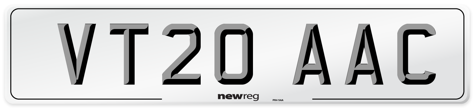 VT20 AAC Number Plate from New Reg